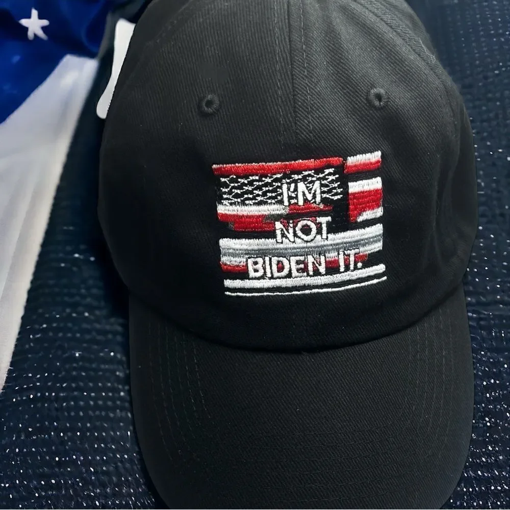 I’M NOT BIDEN IT. l USA Statement Hat, Cap l Soft Cotton l Slide Closure l New